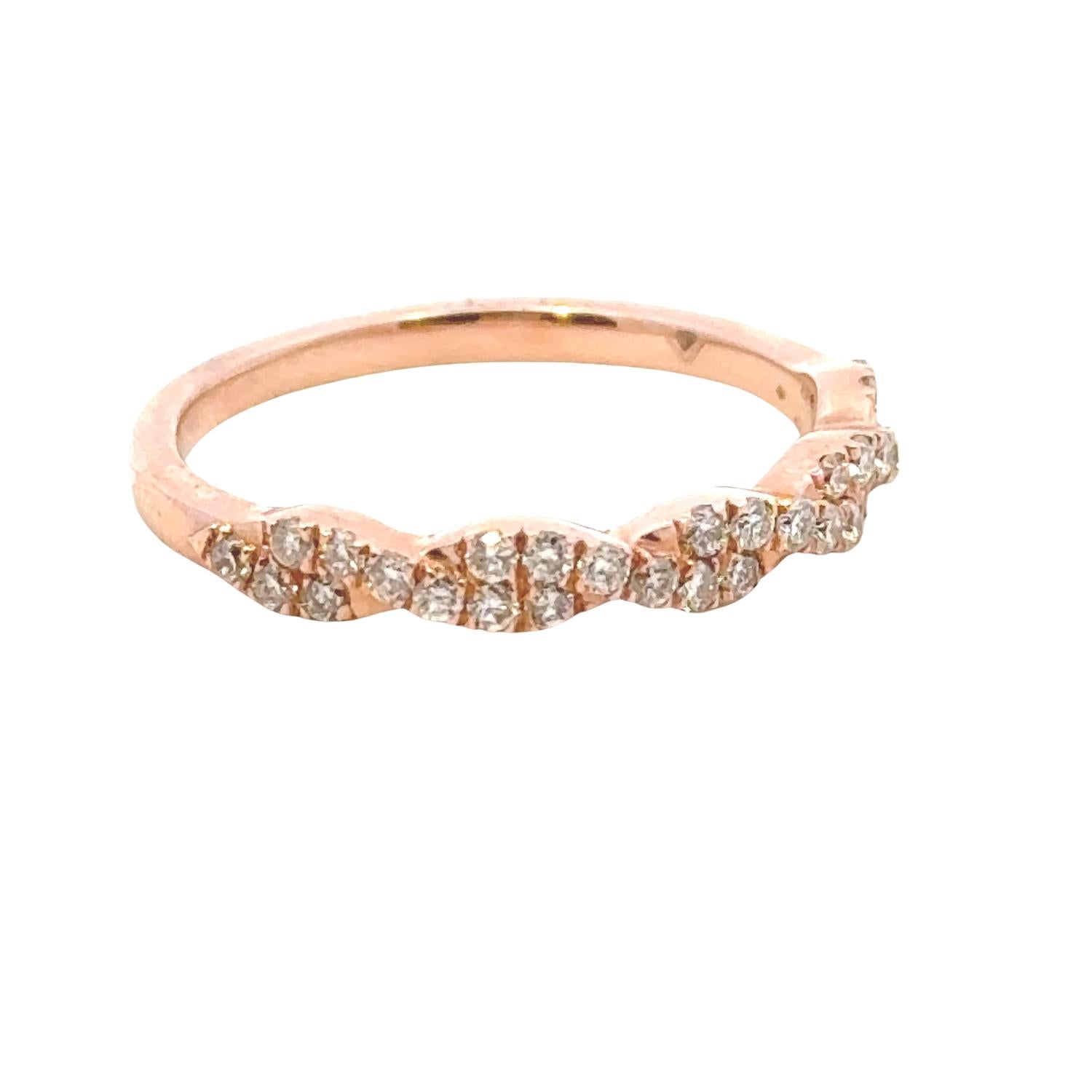 Aamiaa - 0.35 Carat Natural Diamond Twisted Prong Band Ring - Size 6.5