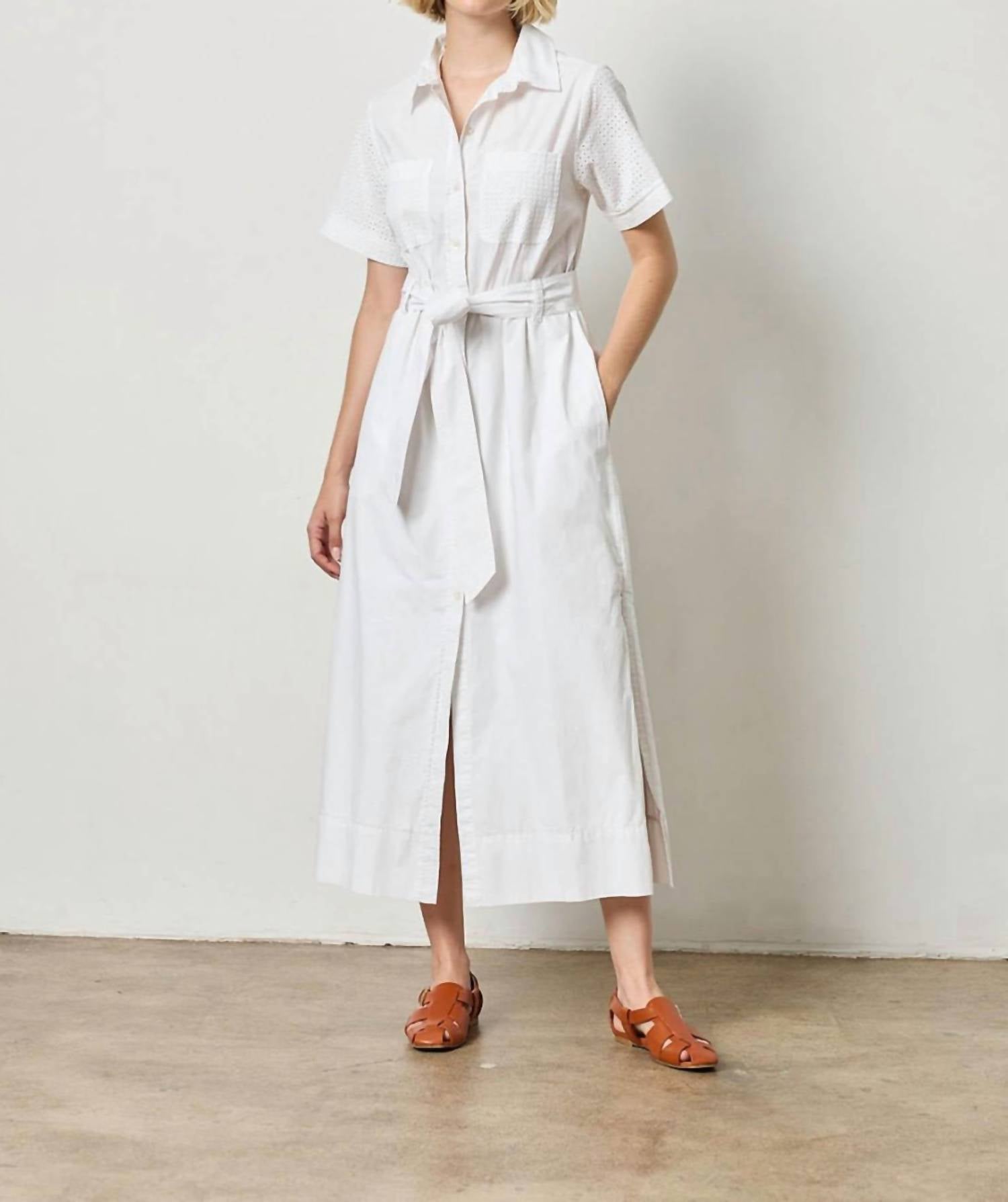 Lilla P - Eyelet Trim Maxi Shirt Dress
