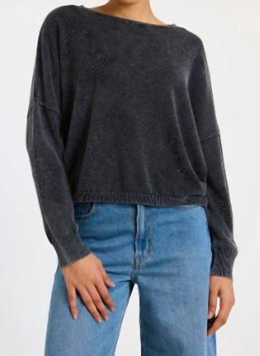 Brodie Cashmere Ida Hot Fix Star Sweat Top in black - women's sweater