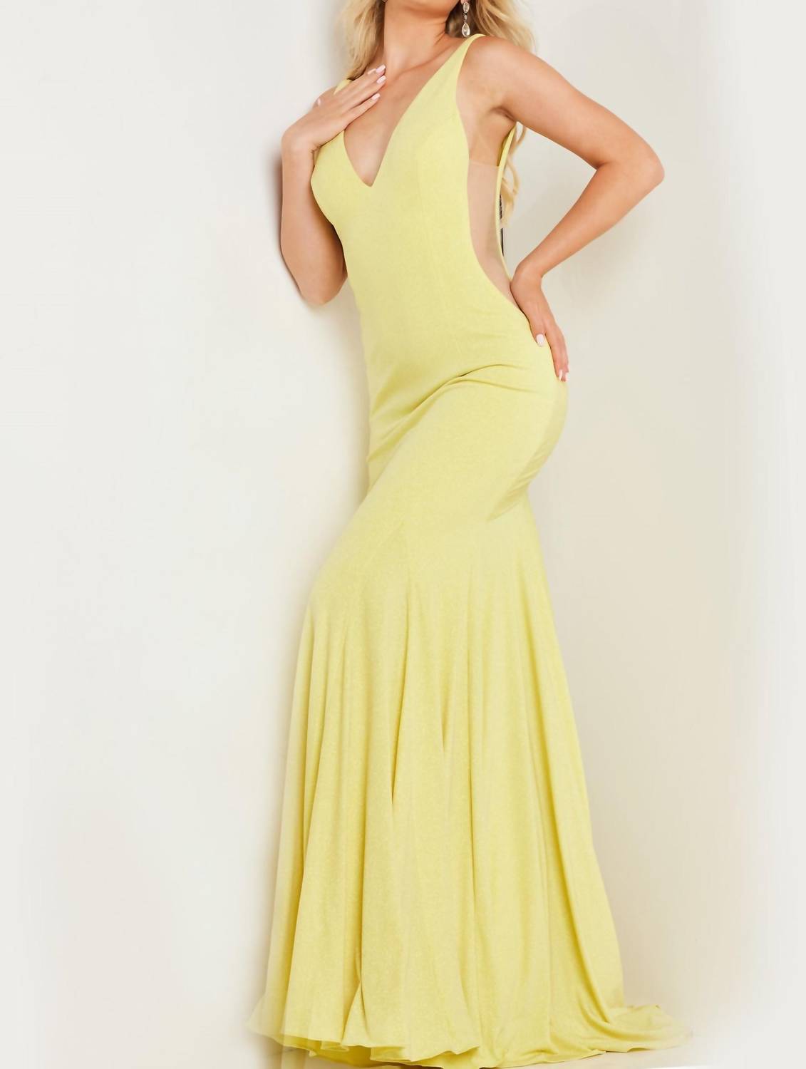 Jovani - Plunging V-neck Dress
