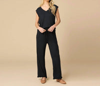 Softies - Dream Ruffle V-neck Top With Cropped Pant