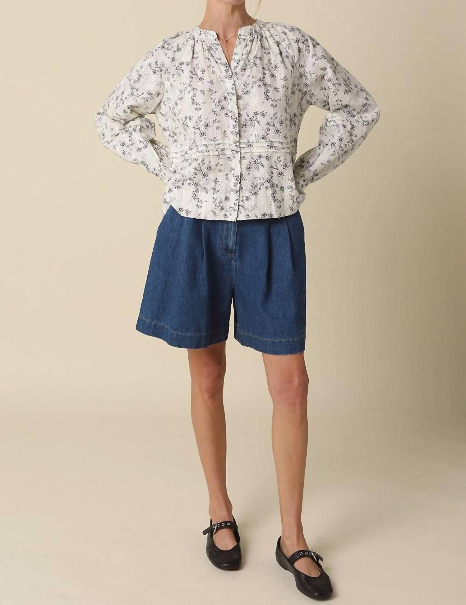 OLIVACEOUS Slyvie Eyelet Blouse in off white black - women's blouse - view 4