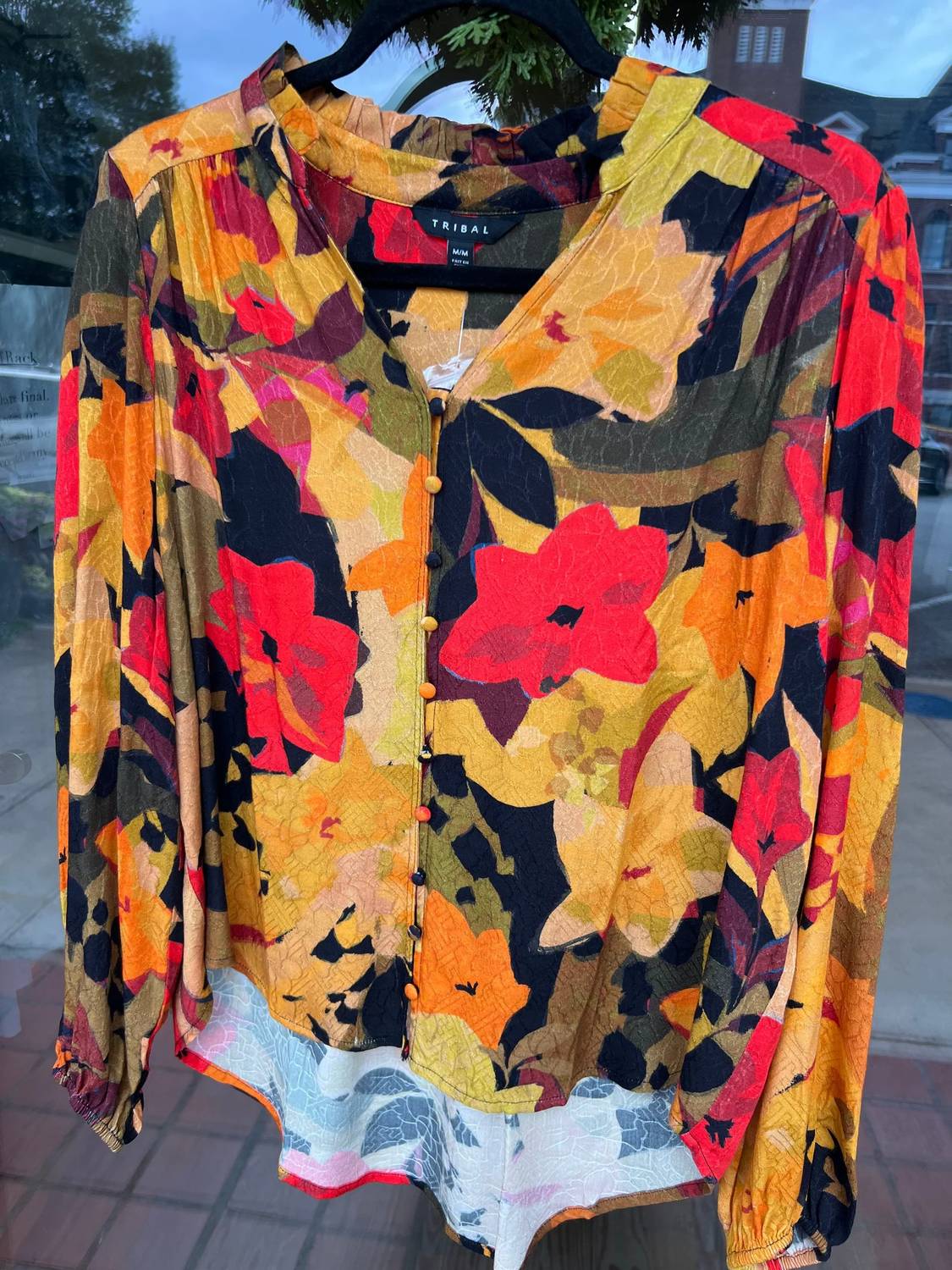 Tribal - Women's Long Sleeve Button Front Blouse