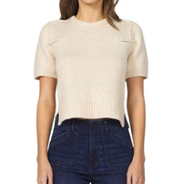 DEAR JOHN DENIM Short Sleeve Knit Sweater Top in natural - women's sweater