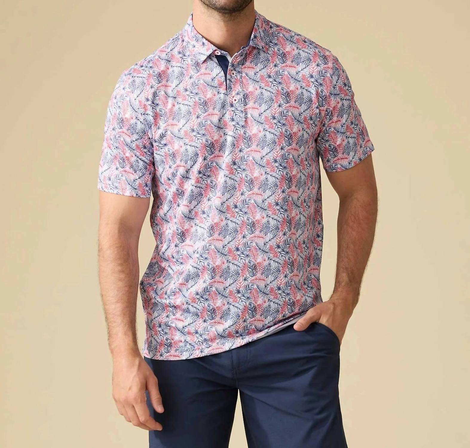 Flags & Anthem Mvp Concord Leaf Print Polo in multi - men's shirt