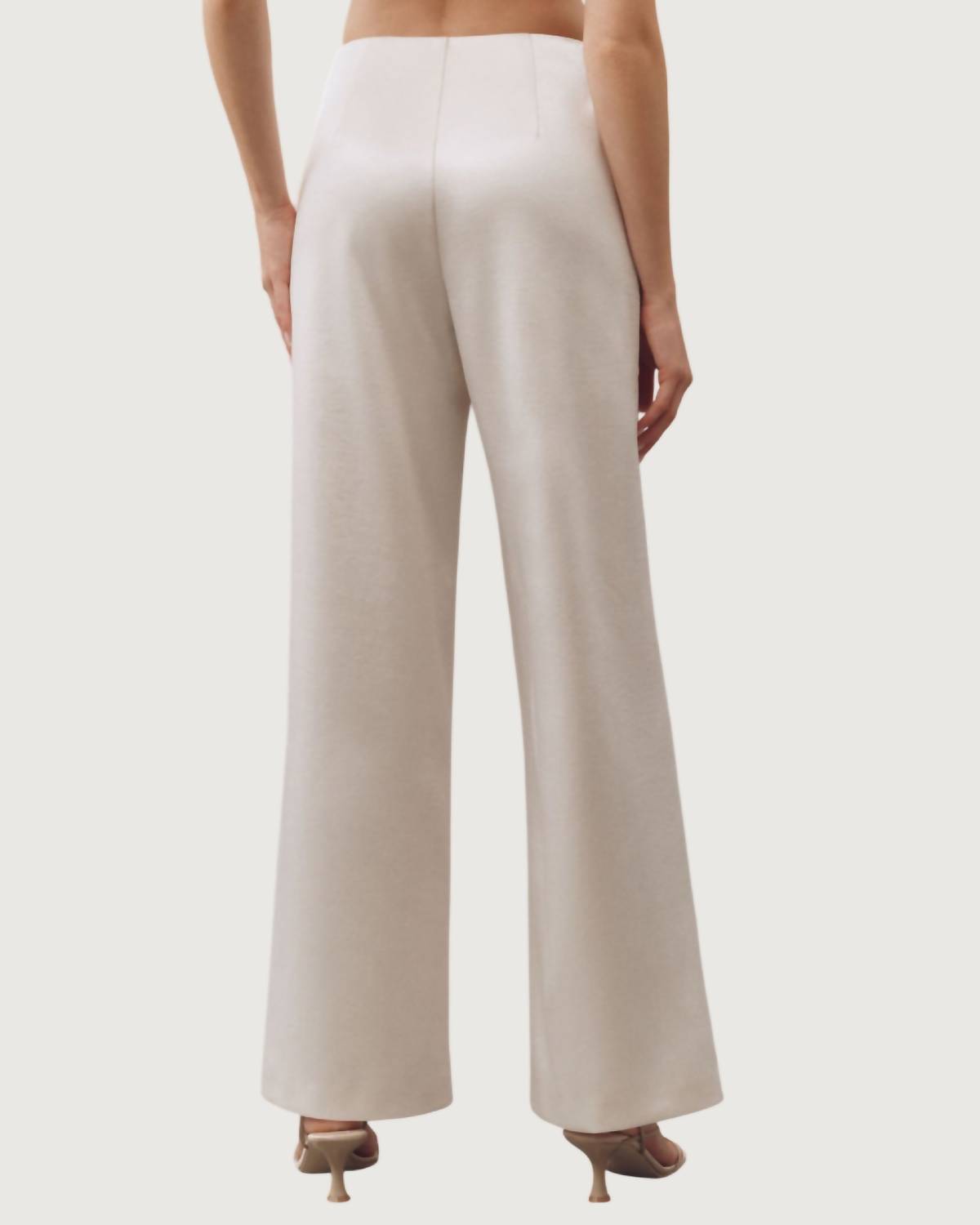endless rose Francesca Satin Pant in ivory - women's pants - detail view