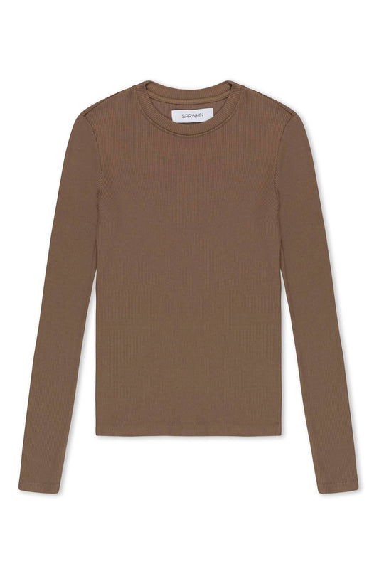 Sprwmn - Women's Rib Long Sleeve Baby Tee