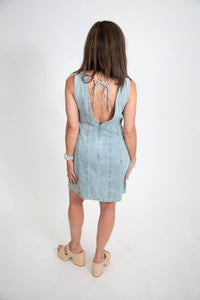 In The Beginning - V-neck Open Back Mini Dress