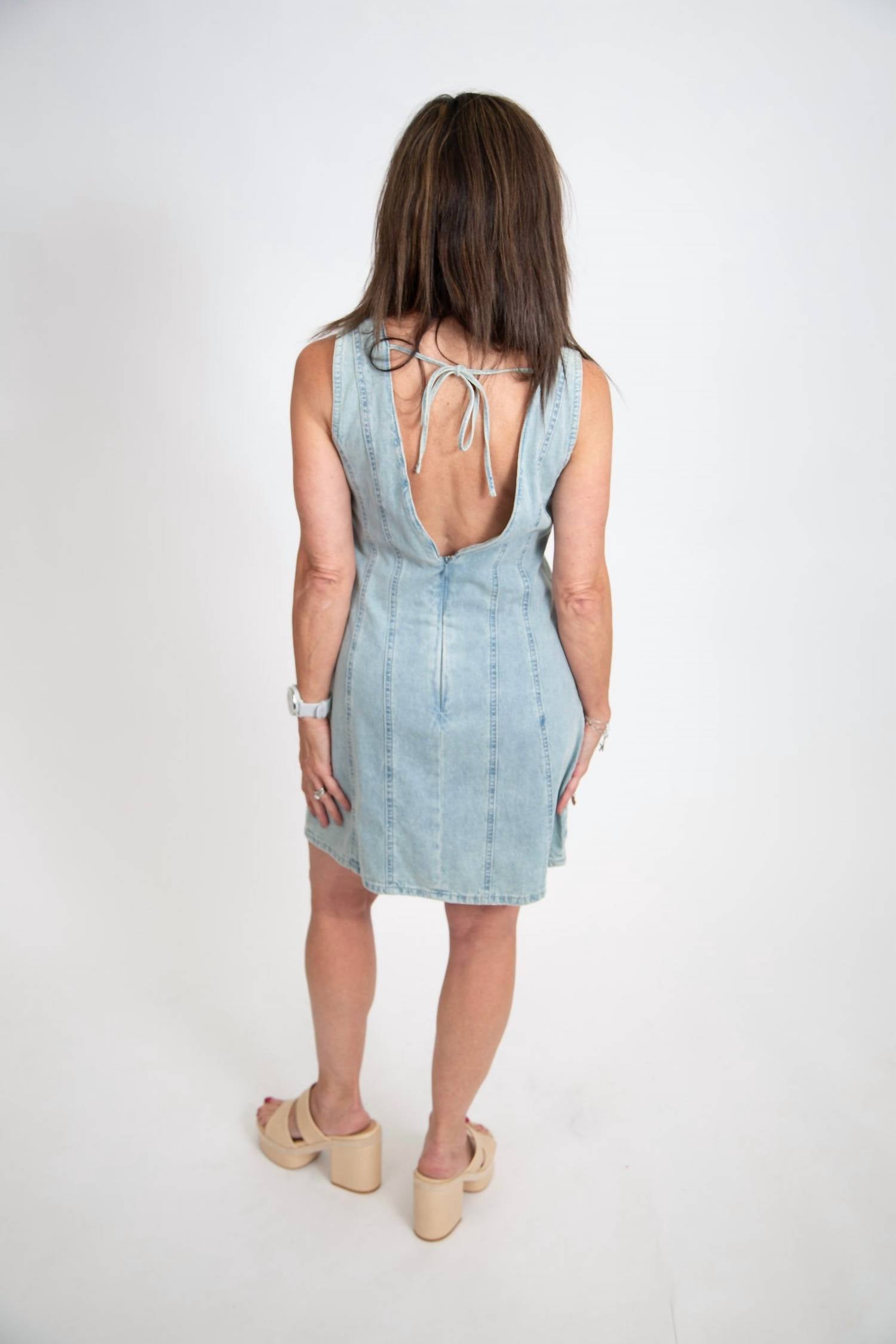 In The Beginning - V-neck Open Back Mini Dress