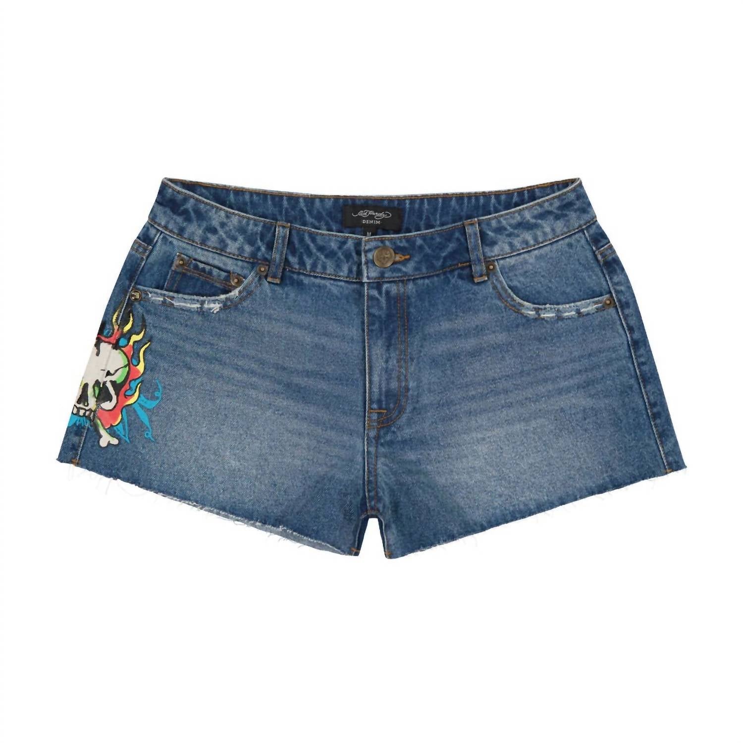 Ed Hardy - Women's Flame Skull Denim Short