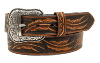 ARIAT Men's Hand Tooled Feather Leather Western Belt in brown - men's accessory