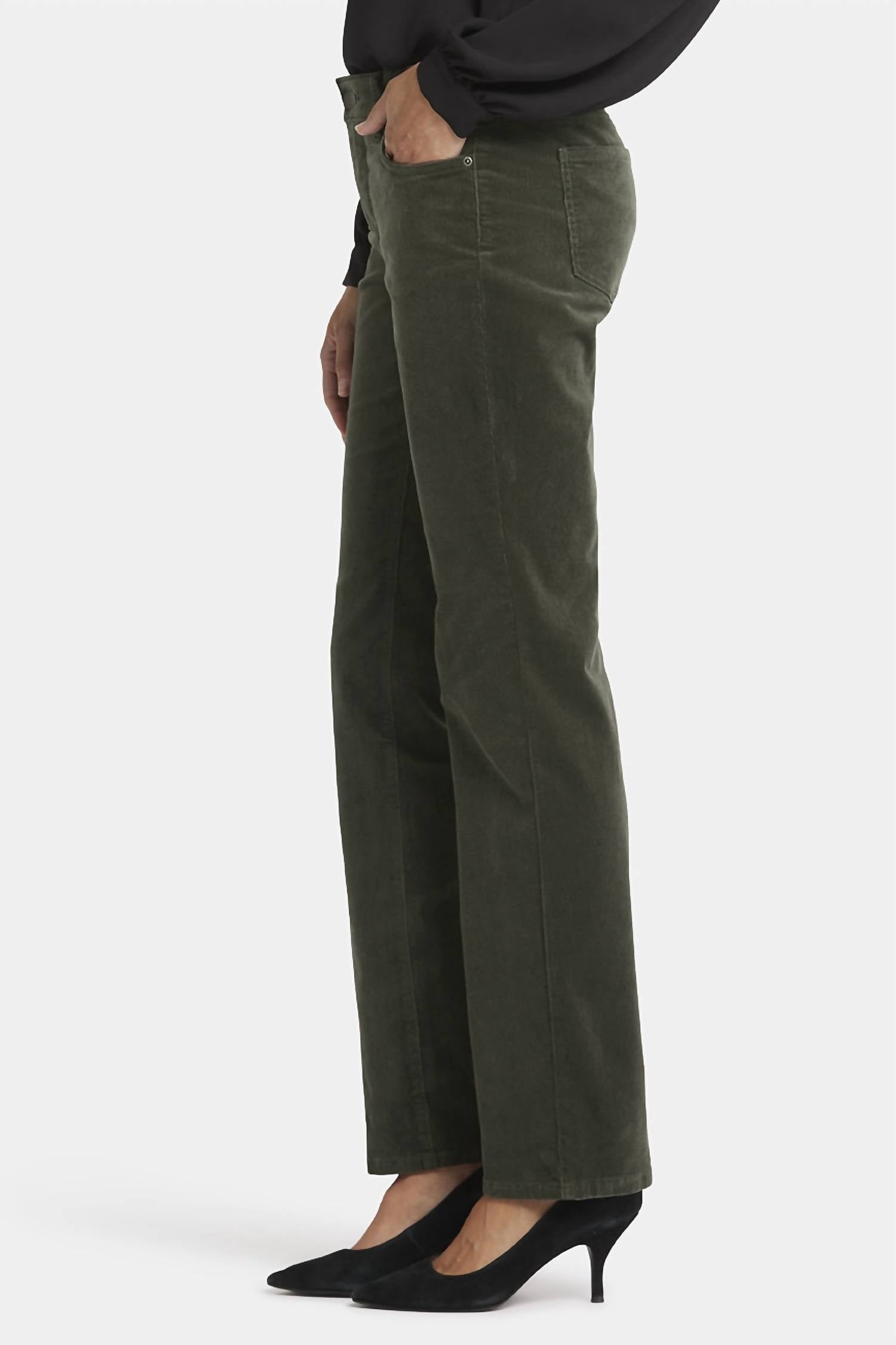 NYDJ Marilyn Straight Pants in vine leaf - women's pants - detail view