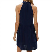 Michael Stars Women's Alessa Split Neck Dress in nocturnal - women's skirt - detail view