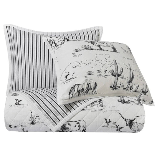 Hiend Accents - Ranch Life Western Toile Reversible Quilt Set