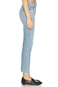 Mother Skinny Pixie Dazzler Ankle Fray Jeans in ivy league cowboy - women's jeans - detail view