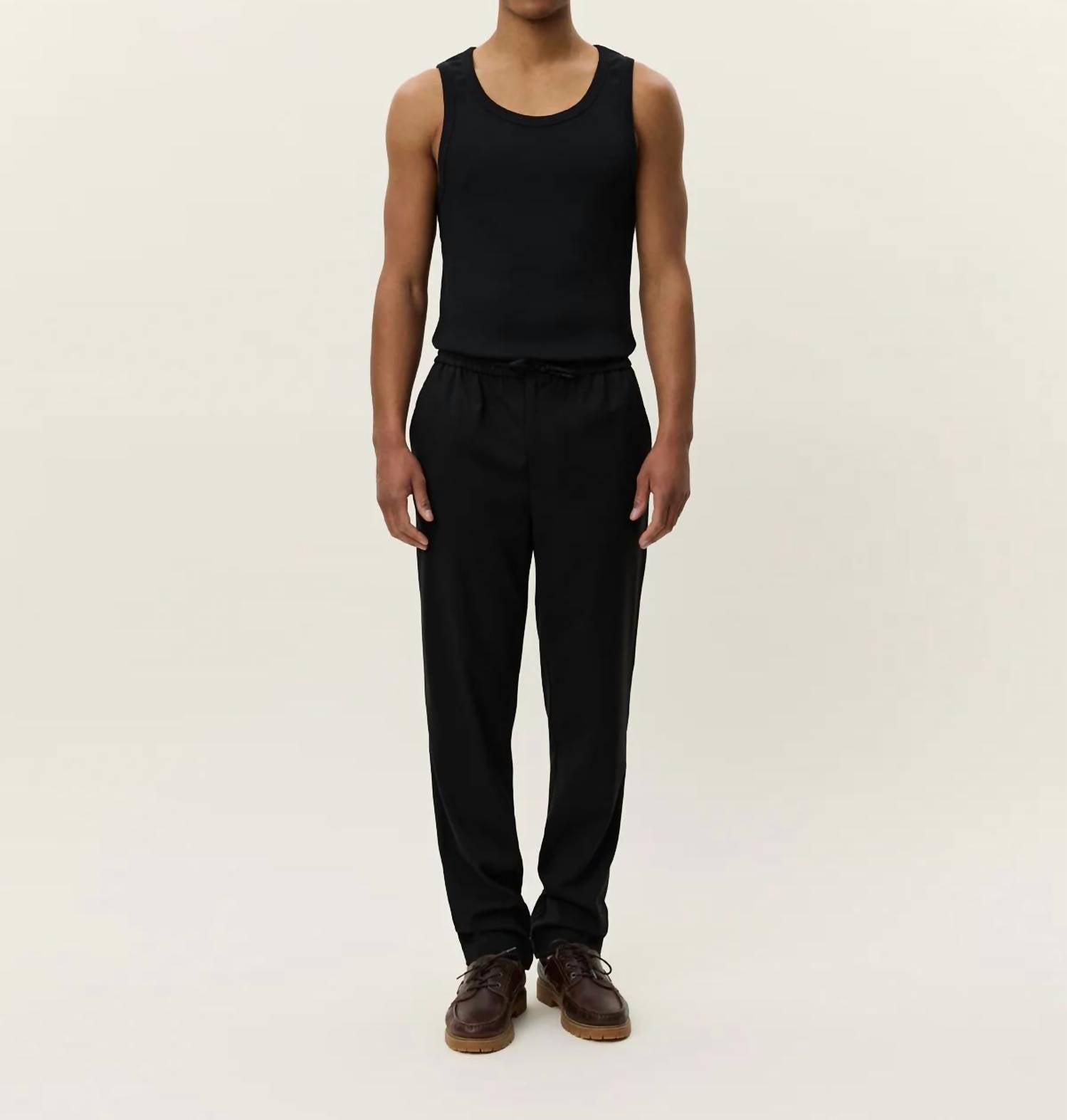 Les Deux Como Tapered Drawstring Pant in black - men's pants - alternate view