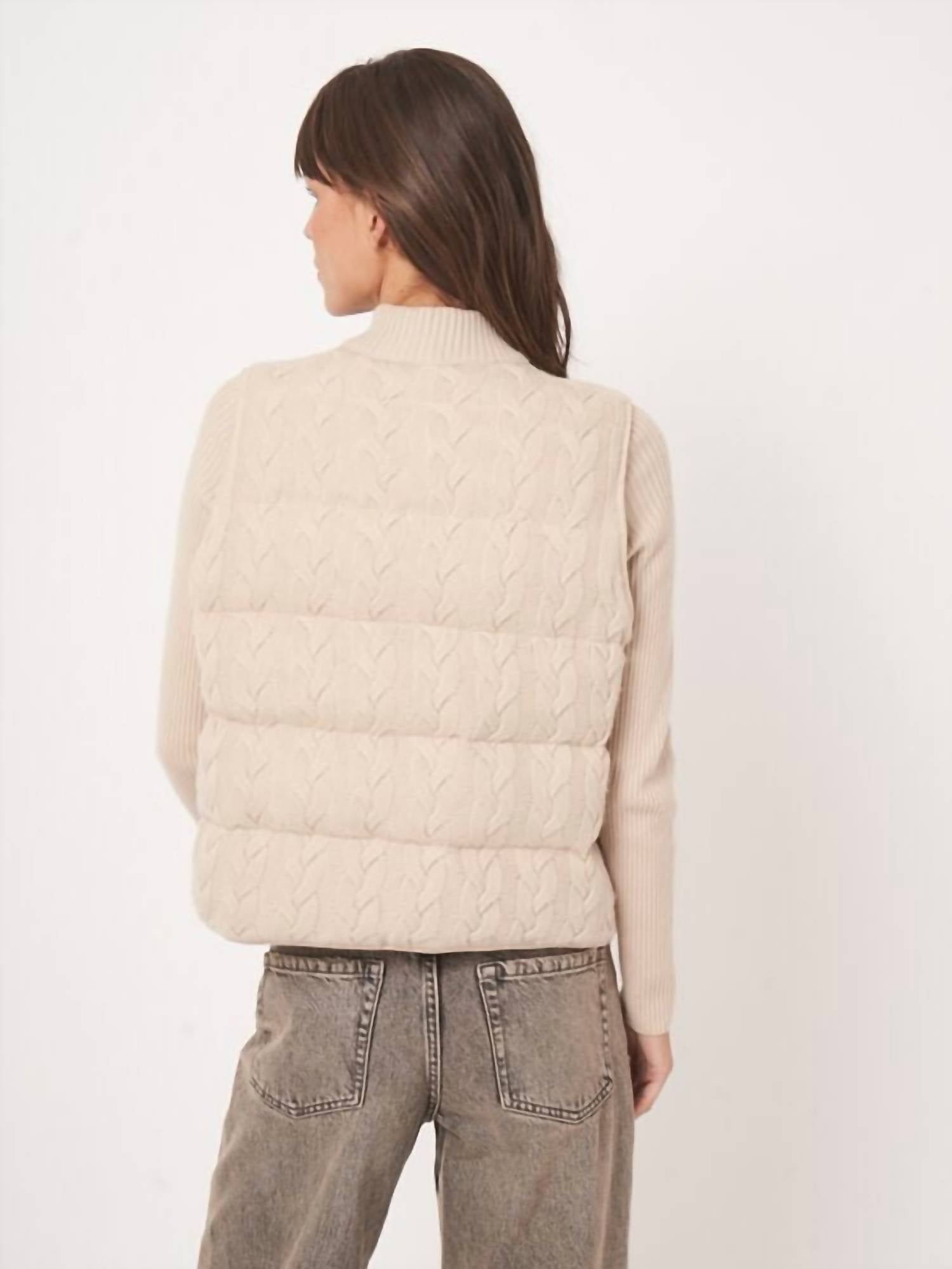 Repeat Cashmere - Reversible Sleeveless Cable Knit Down Vest
