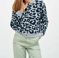 Jumper1234 - Merino Leopard Crew Cardigan