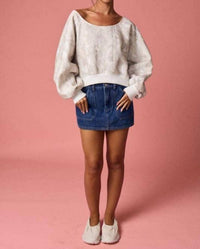 Papermoon - Nature Print Off-shoulder Long Sleeve Top