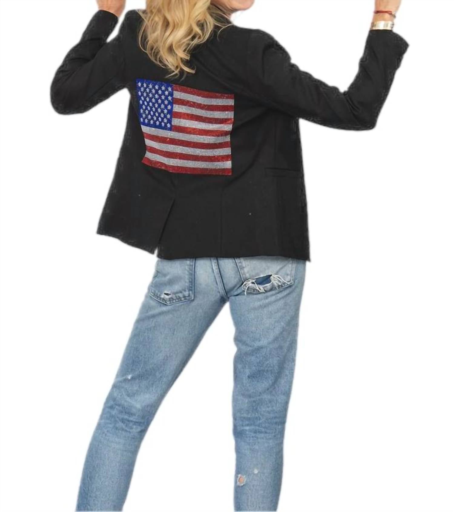 Hipchik - Crystal Usa Flag Sleeve Blazer