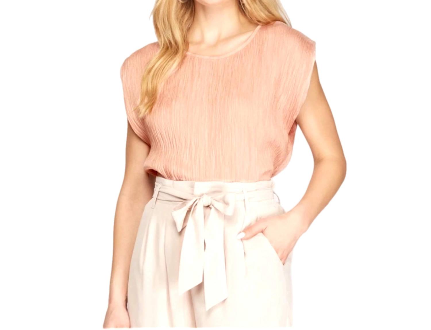 She + Sky - Sleeveless Crinkle Shirt