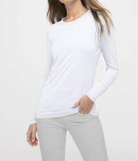 Kinross Long Sleeve Bamboo Crew Tee in bianco - women's long sleeve top