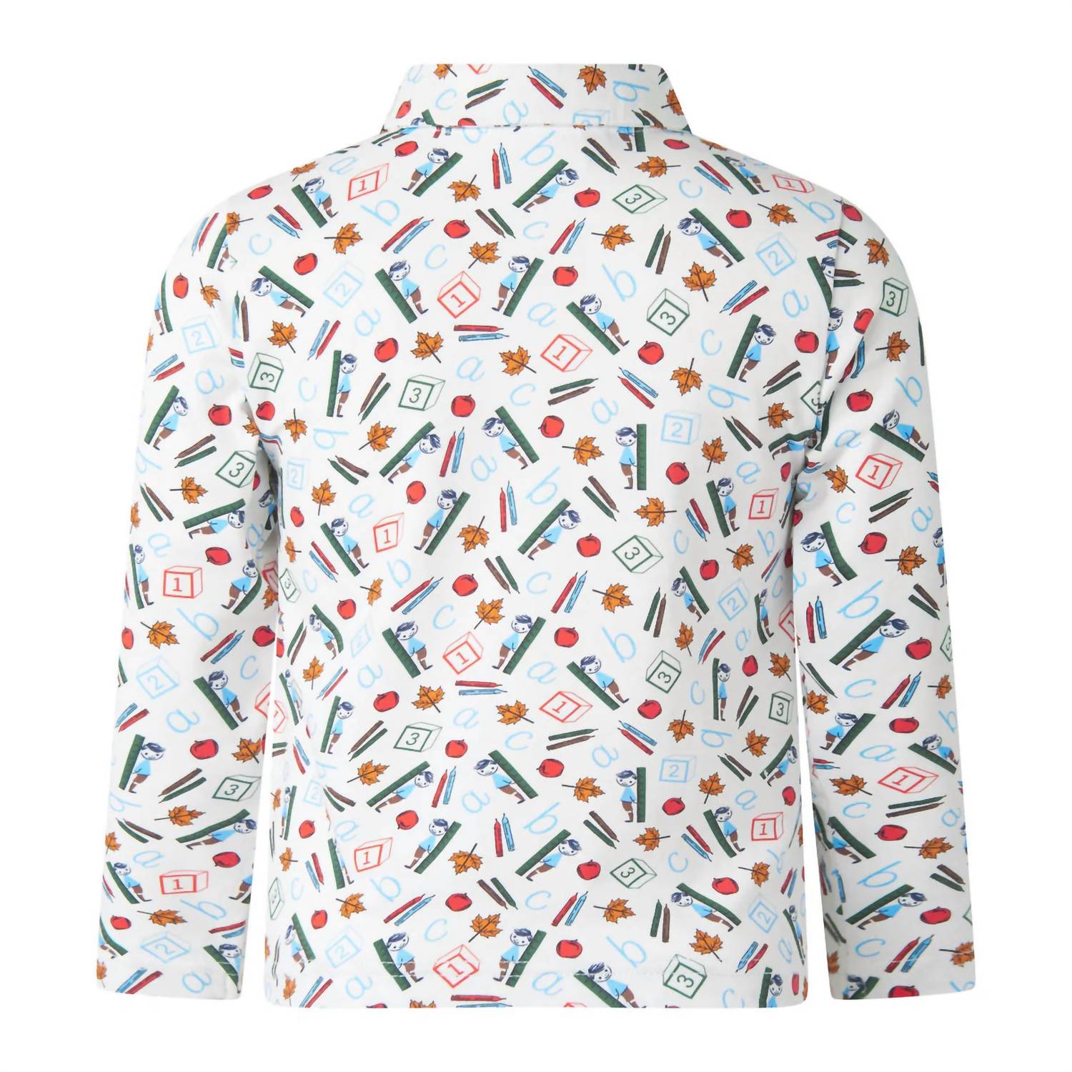 Rachel Riley Boys Abc Polo in white multi - kids' shirt - alternate view