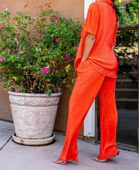 Surelymine - Vava Voom Pleated Plisse Pant Set