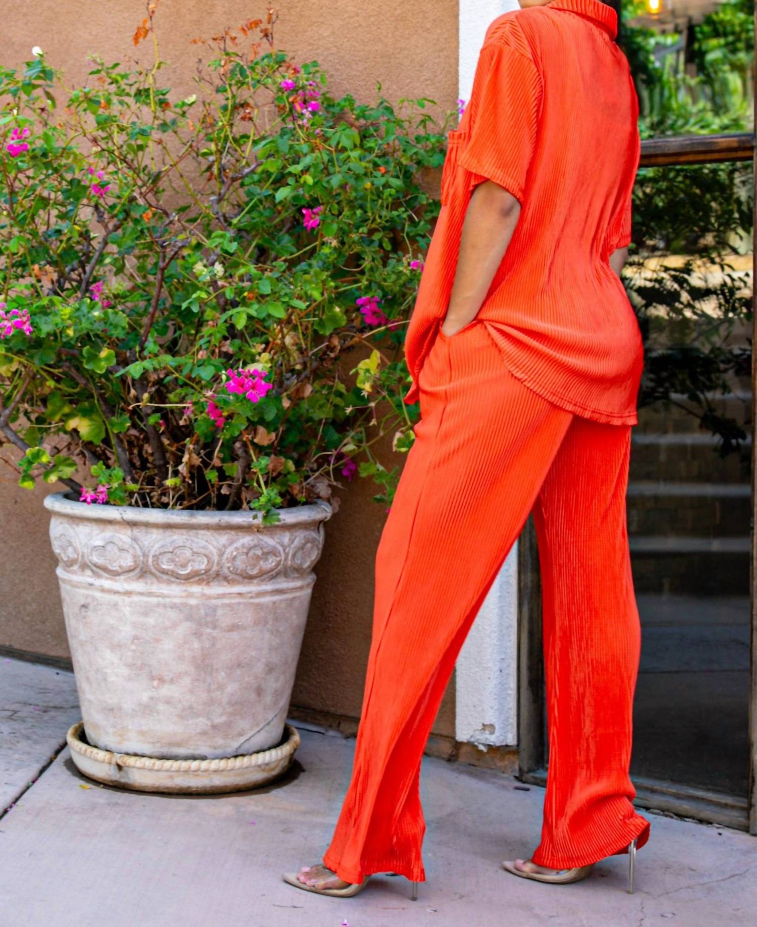 Surelymine - Vava Voom Pleated Plisse Pant Set