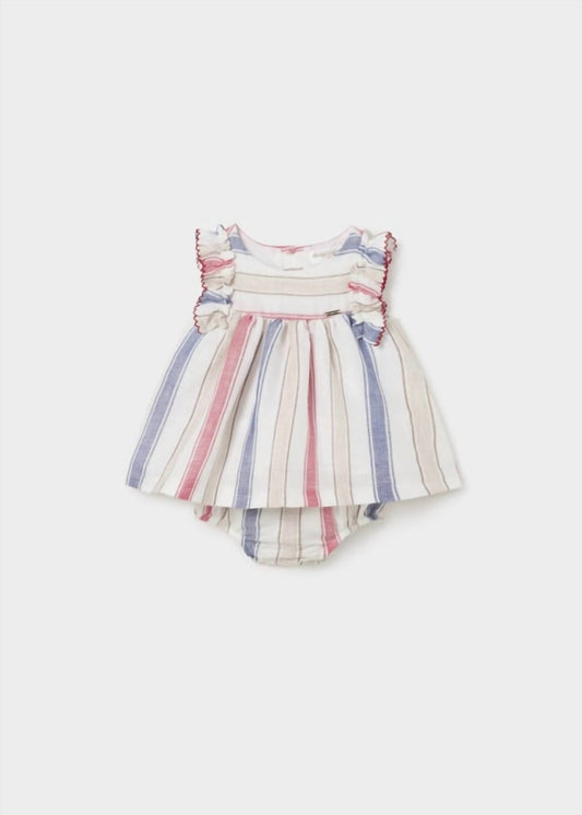 Mayoral - Girls' Striped Linen Dress and Bloomer Set