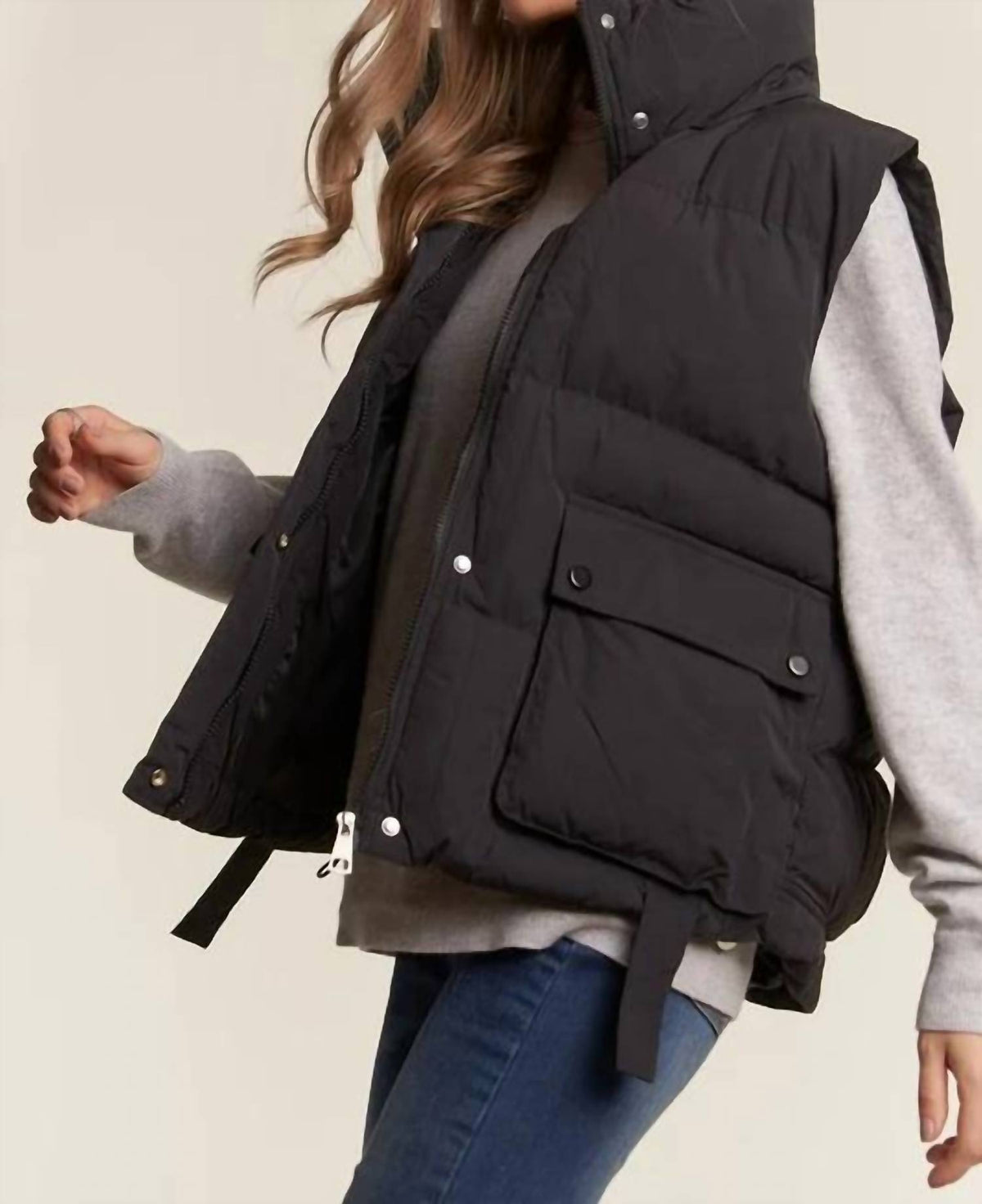 Adora - Front Zip Up Puffed Utility Vest