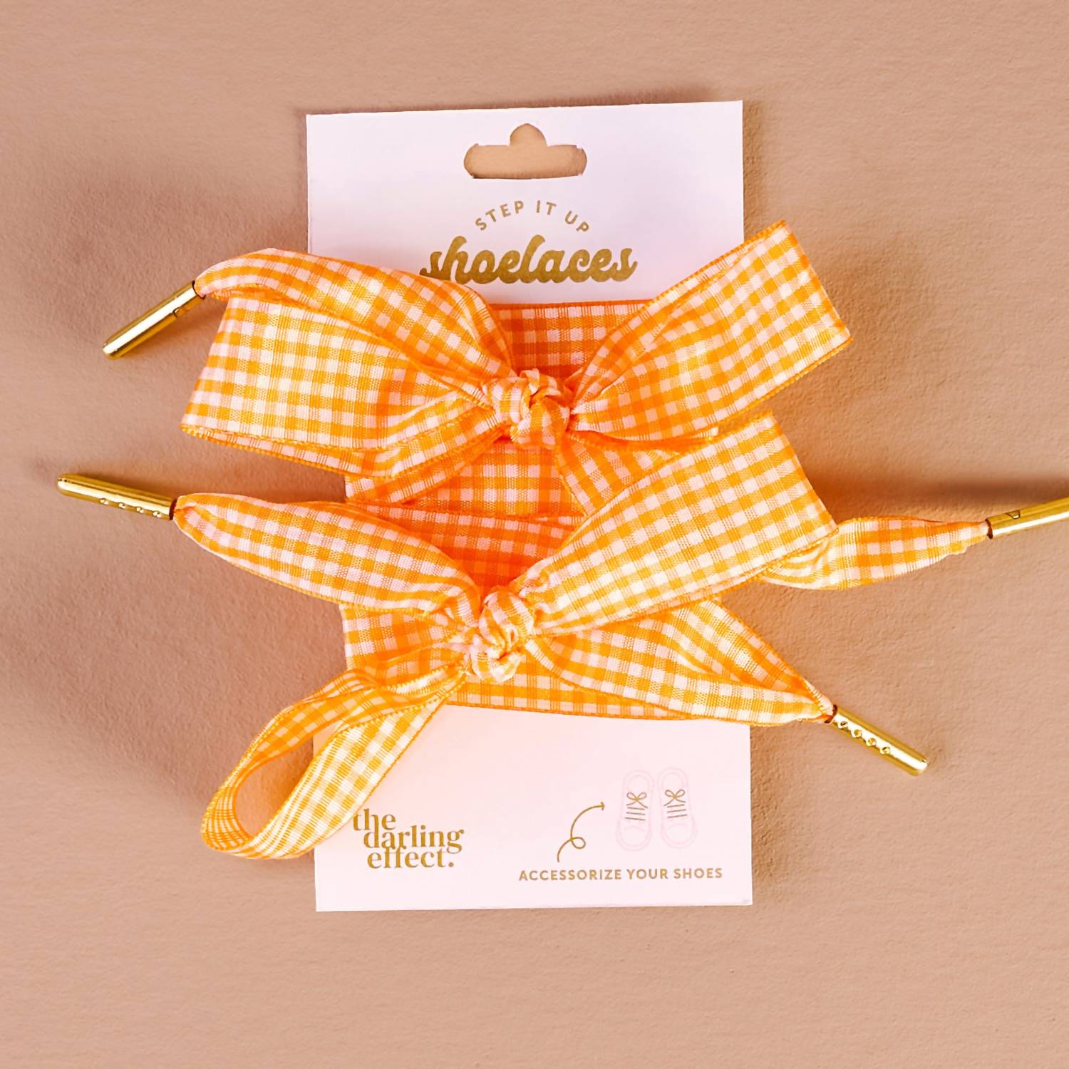 The Darling Effect Gingham Shoe Laces in orange - women's item
