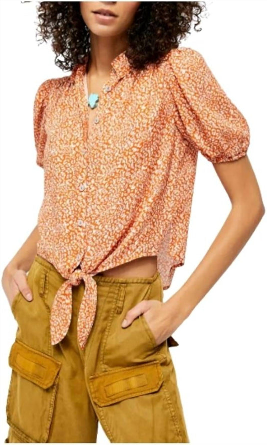 Free People - Celia Print Short Sleeve Blouse