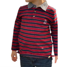 Me & Henry - Boy's Waverly Long Sleeve Polo Shirt With Chambray Collar