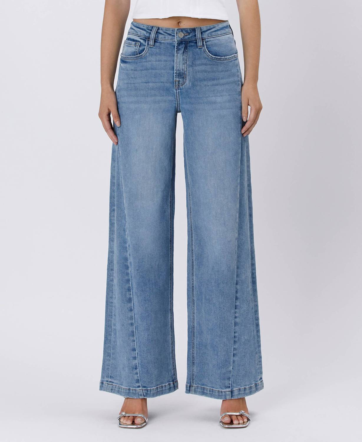 Vervet By Flying Monkey - High Rise Seam Detail Palazzo Jeans