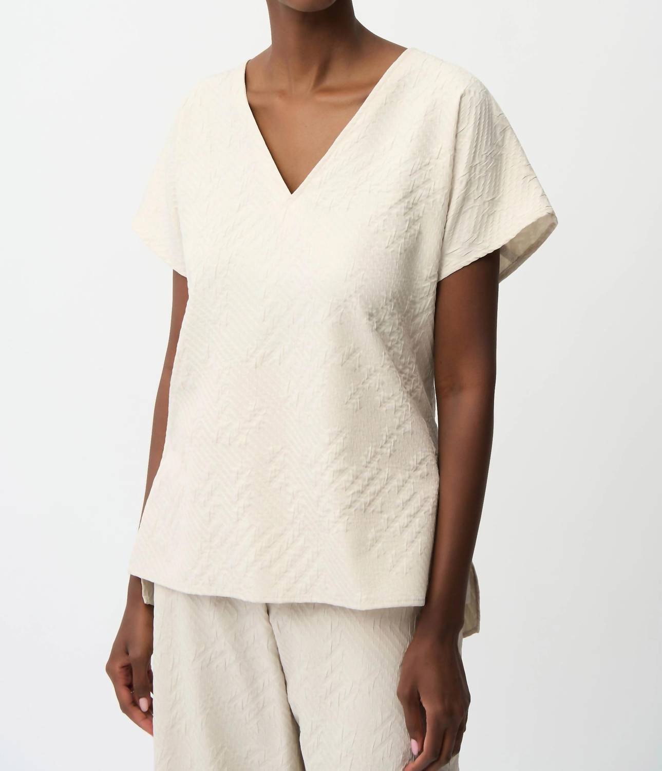 Joseph Ribkoff - Geometric Textured Jacquard Top With V-neckline