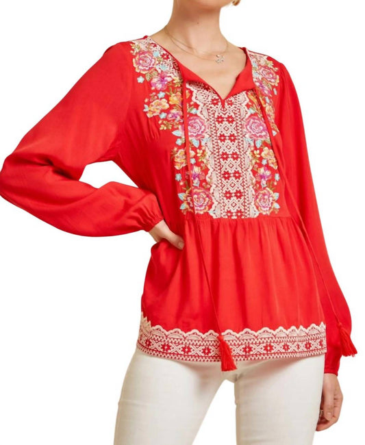 Andree By Unit - Embroidered Peplum Blouse