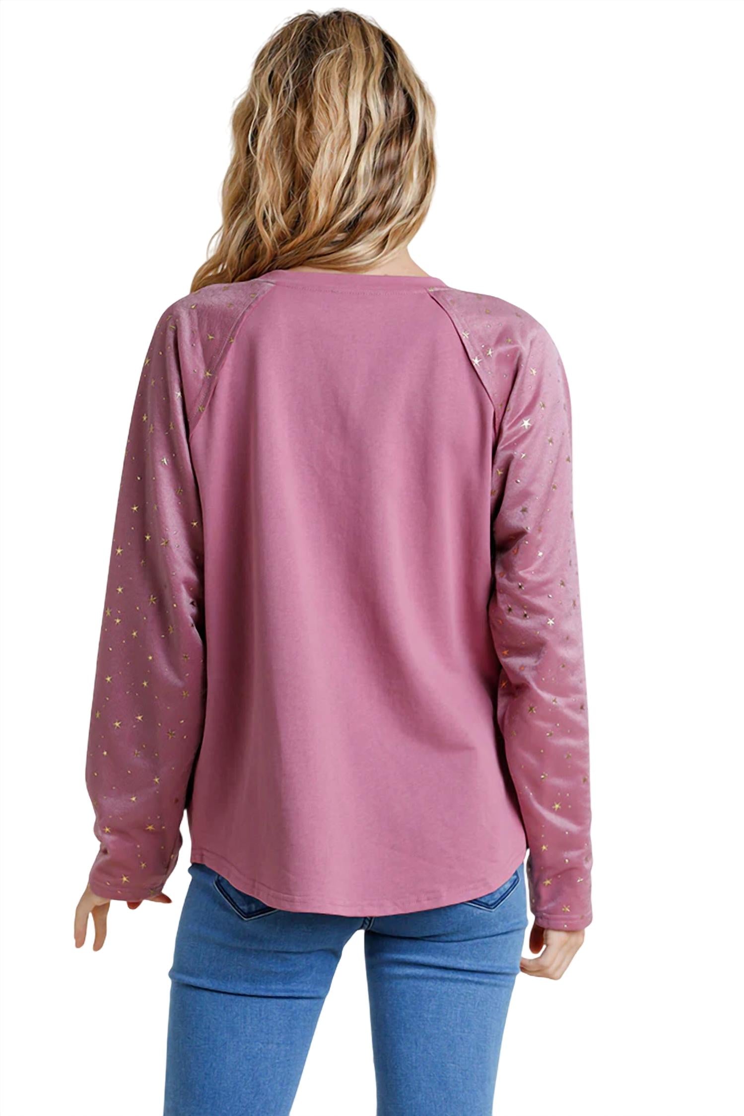 Umgee - Star Layered Mesh Sleeve Top