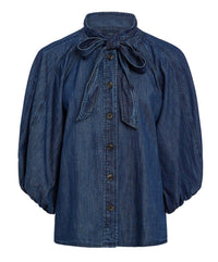 Marie Oliver - Navi Pufffed Sleeve Top