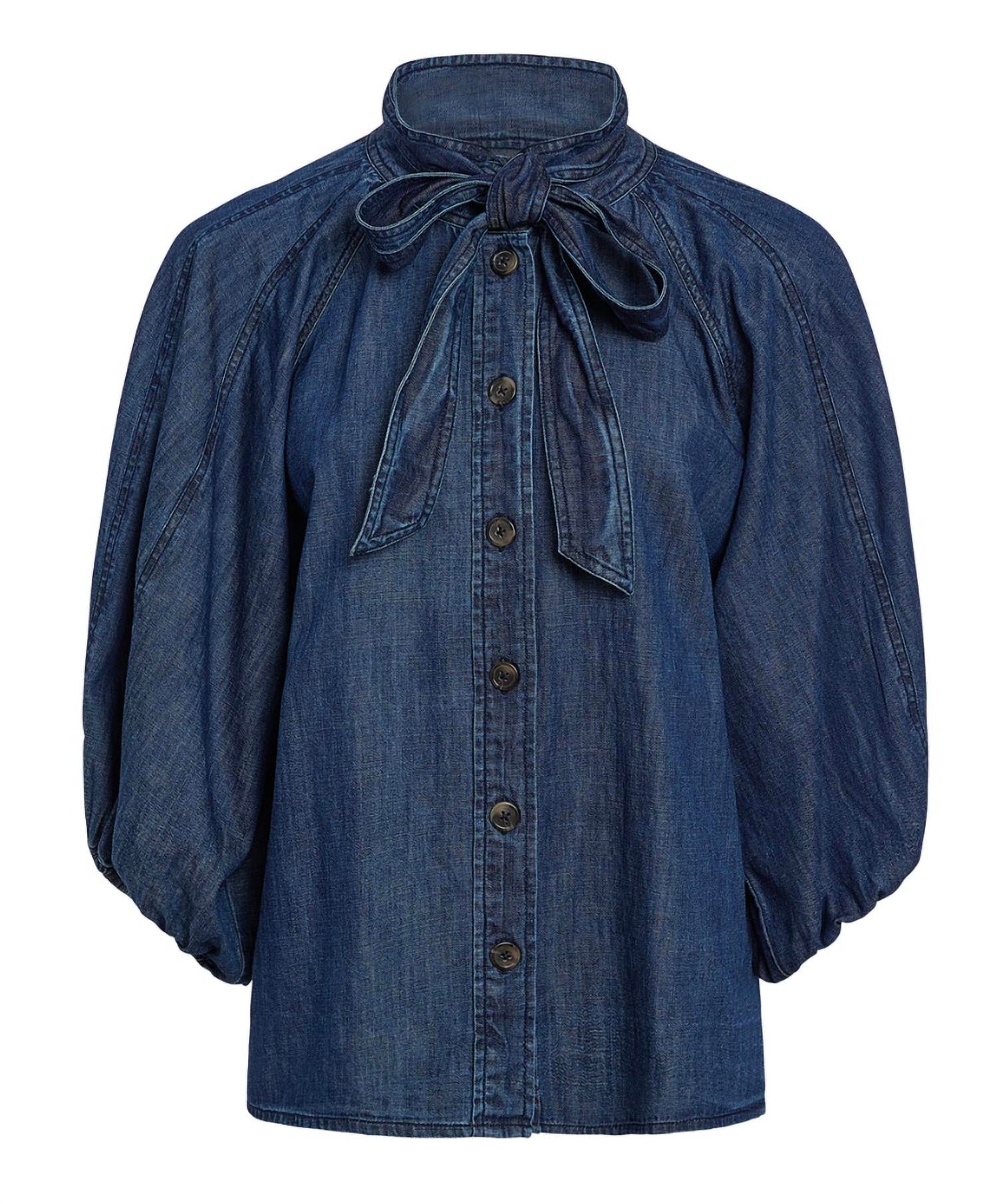 Marie Oliver - Navi Pufffed Sleeve Top