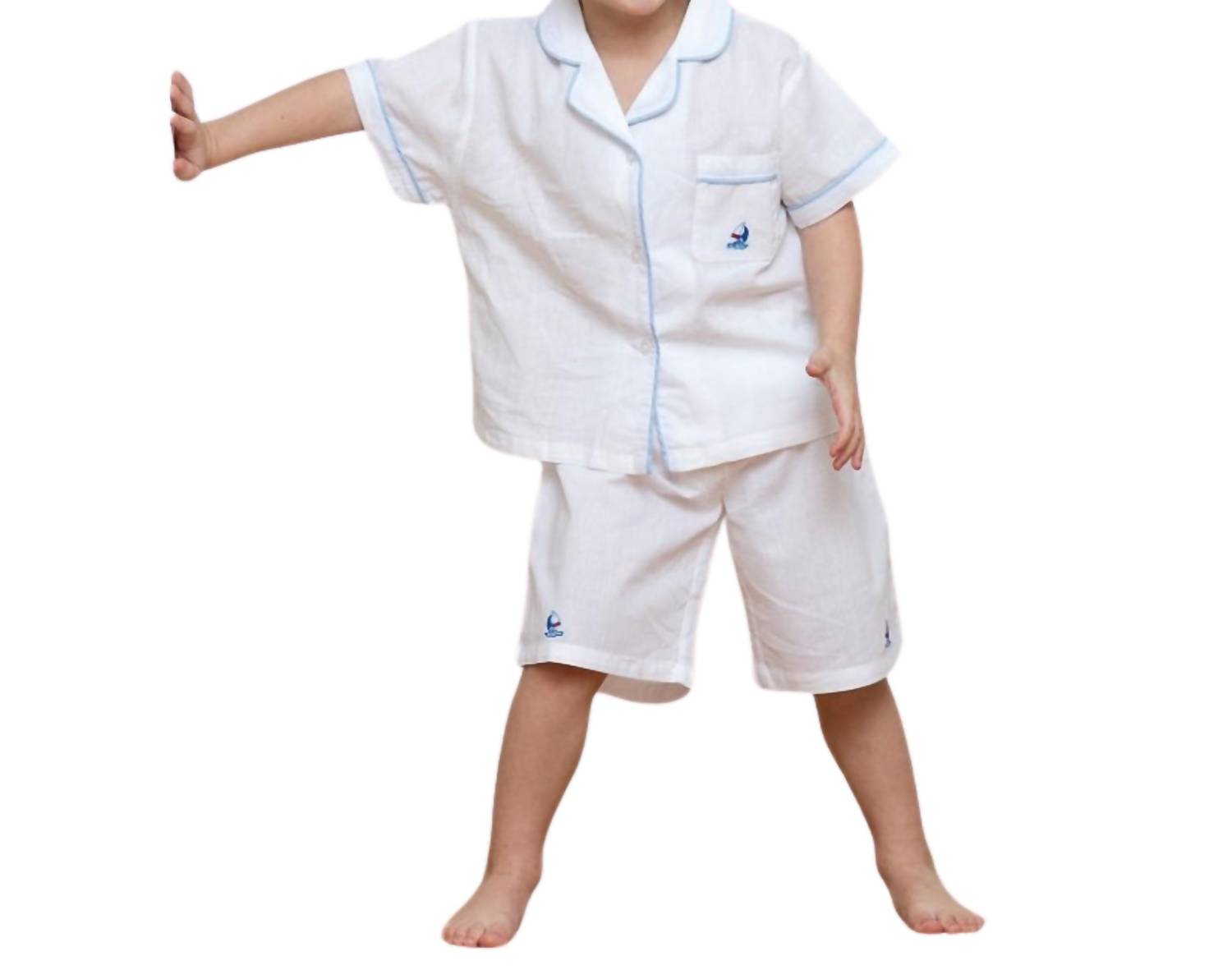 Jacaranda Living - Boys Ship Shape Embroidered Shorts Set