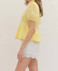 Entro - Delilah Eyelet Puff Sleeve Top