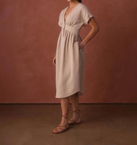 The Normal Brand - Kalo Guaze Deep V Button Midi Dress