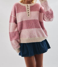 Le Lis - Long Sleeve Knit Henley Sweater Top