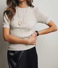 Forte - Textured Knit Puff Sleeve Top