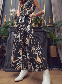 Illa Illa - Printed Satin Open Back Jumpsuit