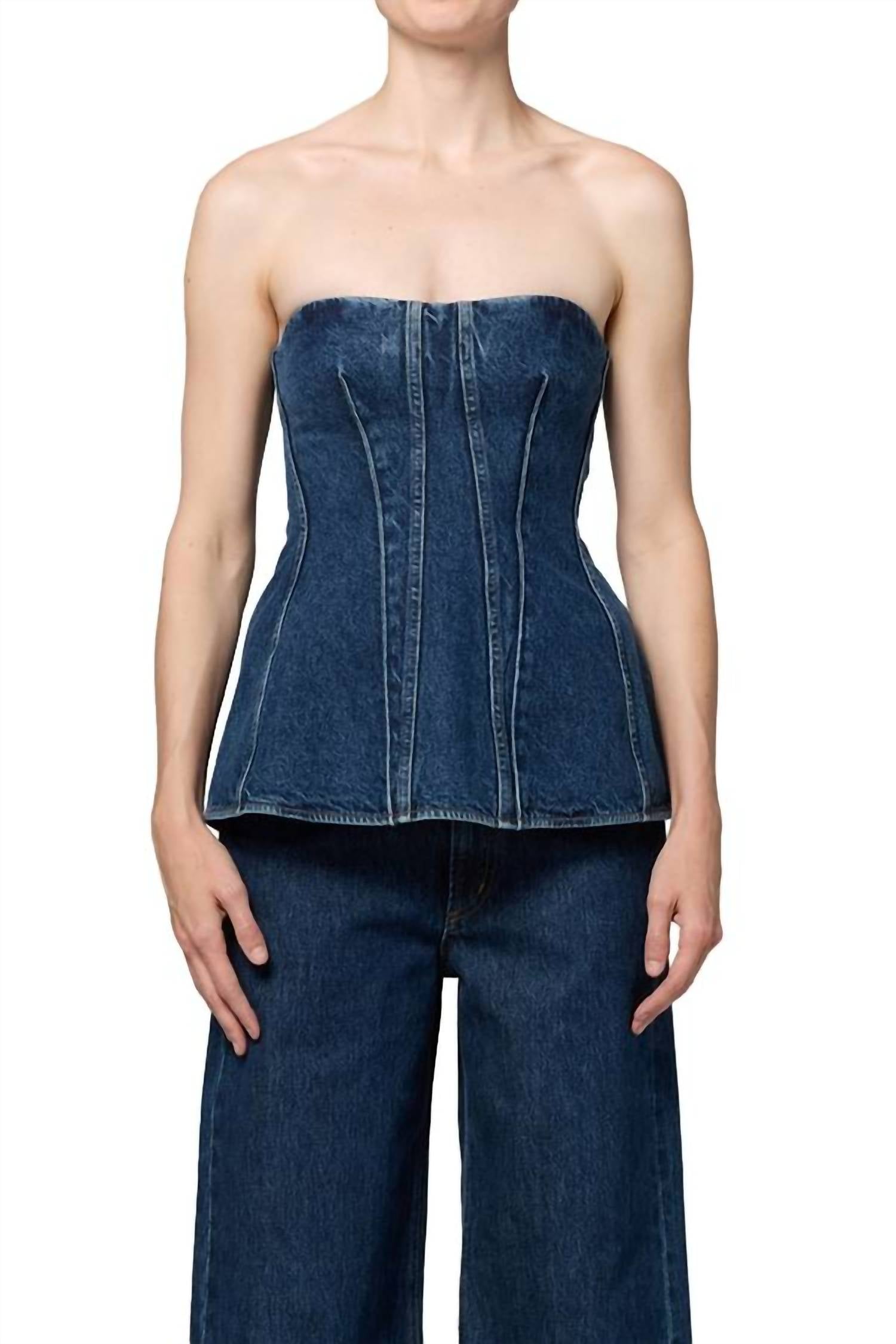 Agolde - Lara Sleeveless Denim Corset Top