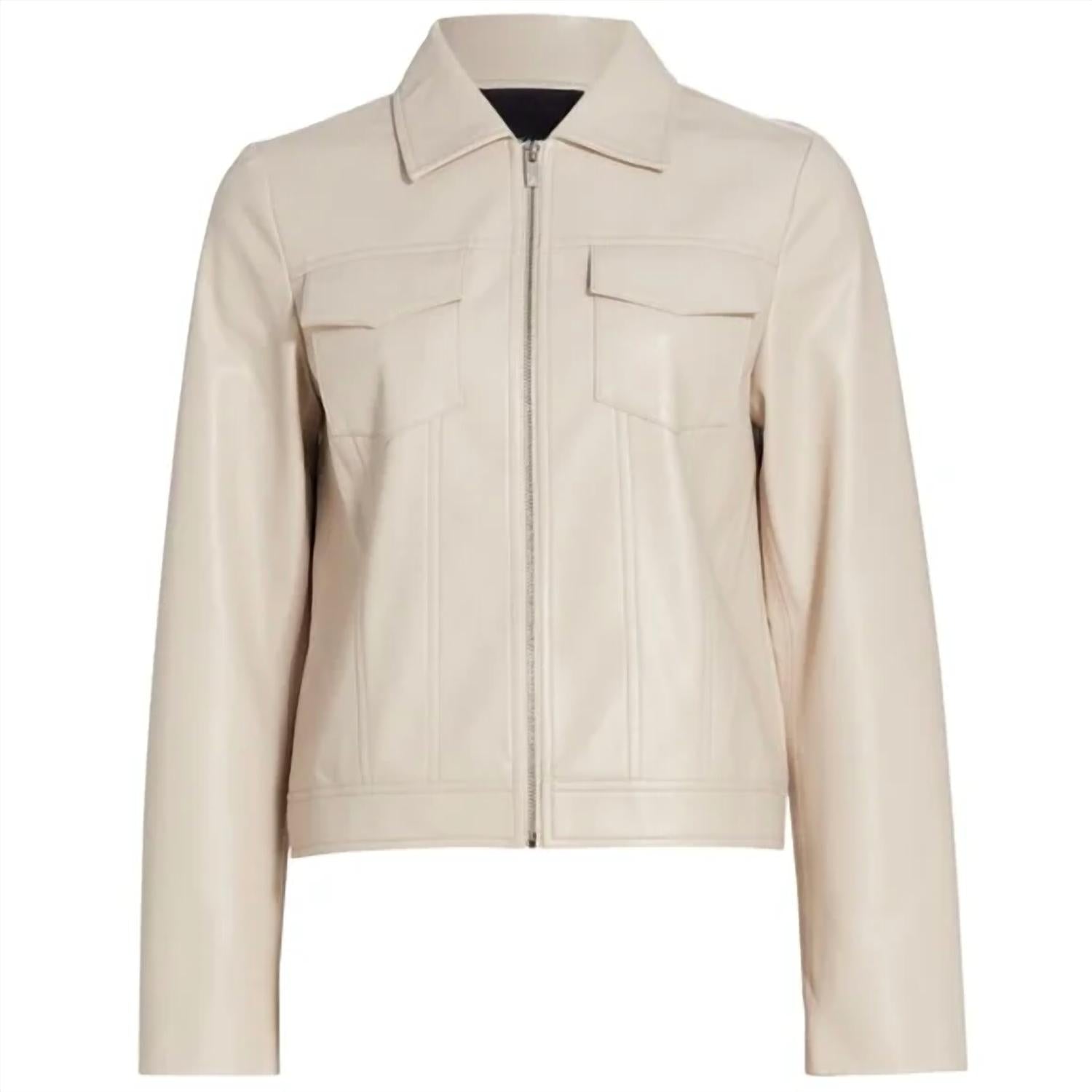 Elie Tahari - Vegan Leather Zip Up Jacket