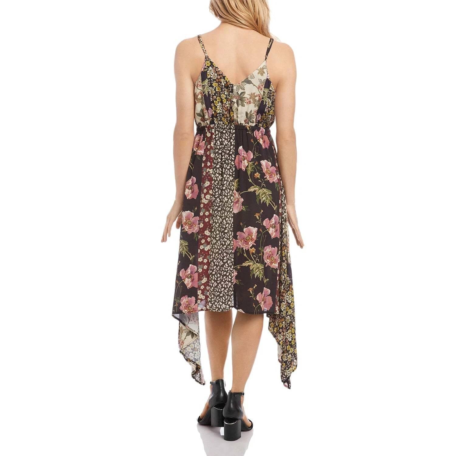 Karen Kane - Mixed Print Handkerchief Hem Slip Dress