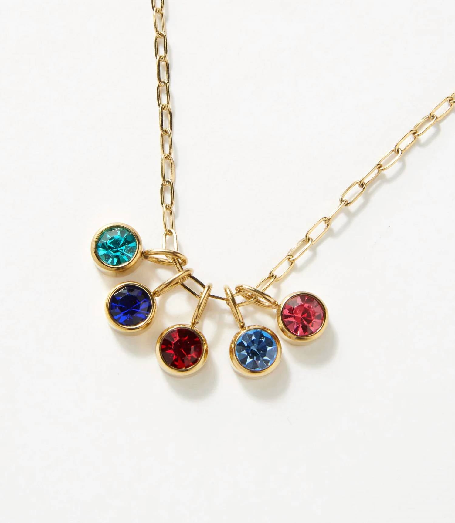 Farrah B Jewelry - Women's Five Gem Charm Necklace